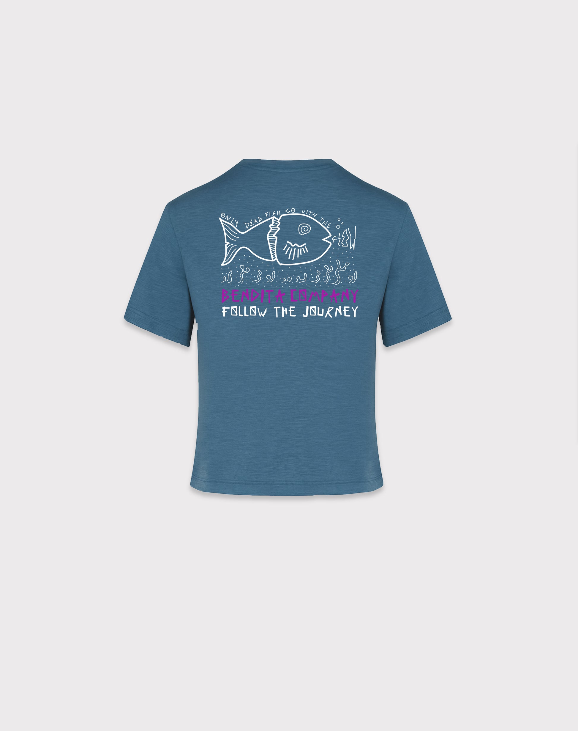 Dead Fish Crop Top – Blue Heather | Organic Cotton | Made in Portugal